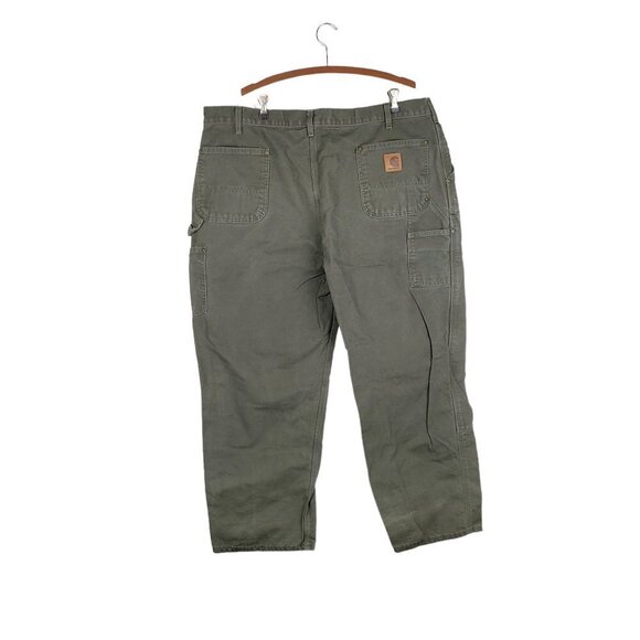 Carhartt Double Knee Work Pants B136 MOS USA Made Green Duck Canvas Size 44 x 30 - Picture 2 of 12